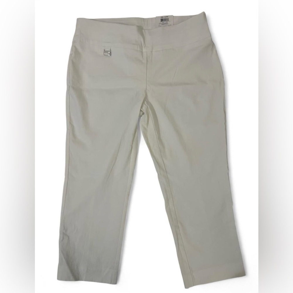 Alfani White Stretch Twill Capri Pants Women Flat Front Regular Fit Petites